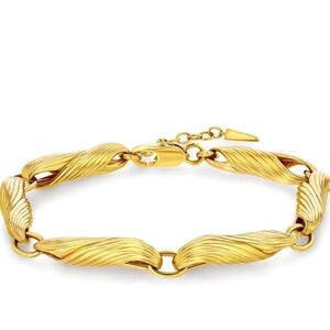 NEW 18K Gold Plated Adjustable Textured Ribbed Infinity Bracelet